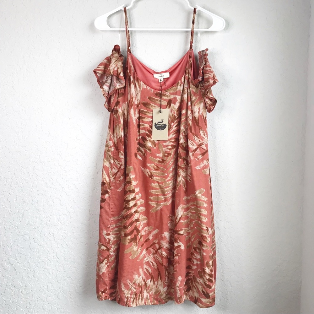 Entro Tropical Print Cold Shoulder Dress, Sz M